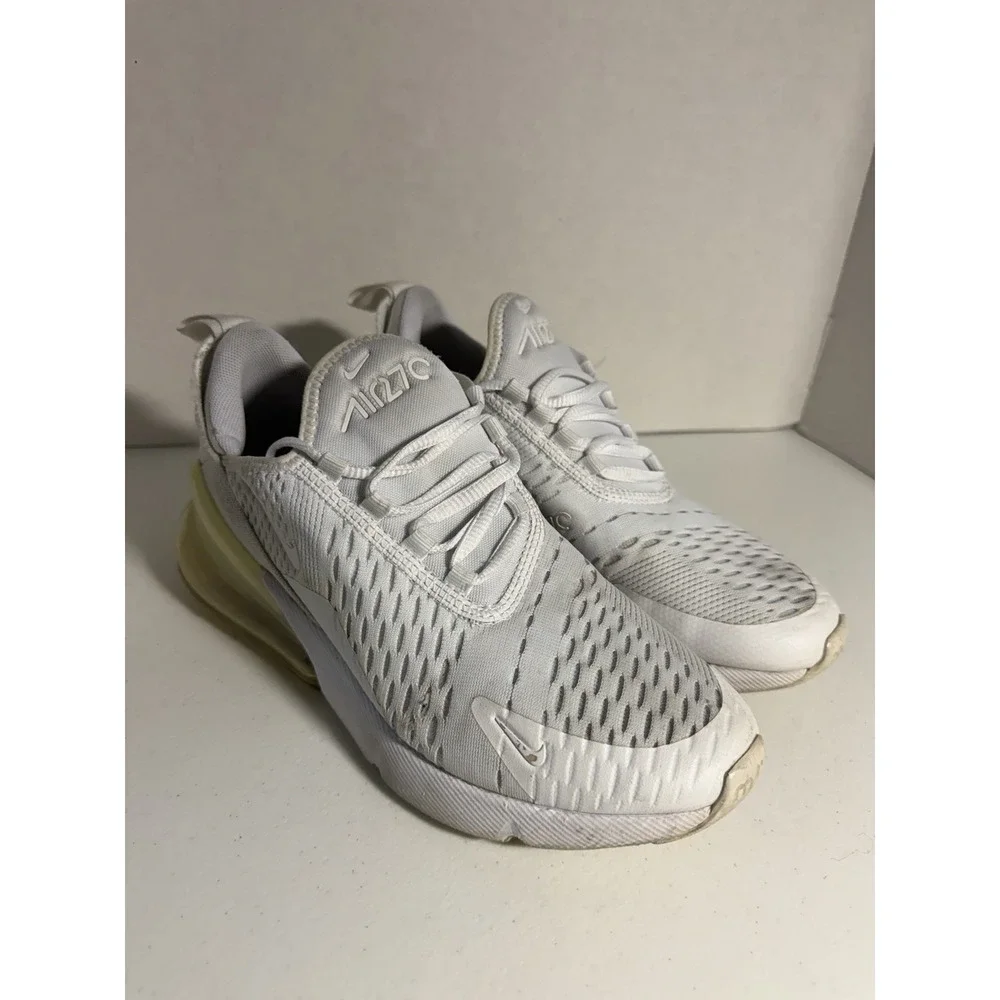 Nike Air Max 270 GS 5Y White Metallic Silver Sneakers 943345-103